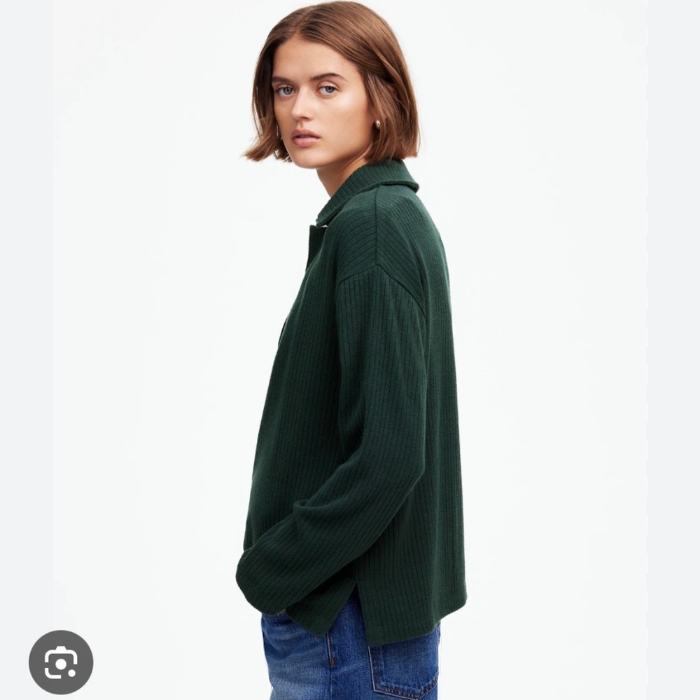 Madewell Relaxed Long Sleeve Polo Tee - Picture 3 of 8